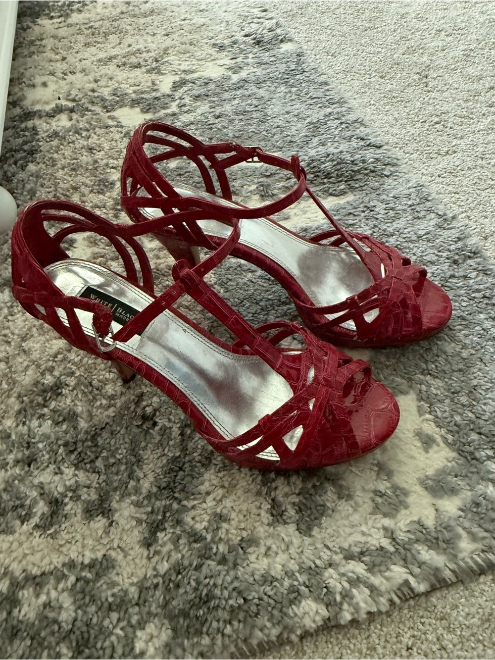 White House Black Market Red Strappy Kitten Heels